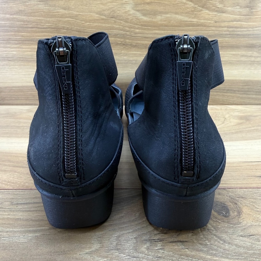 Dansko Laura Perf Wedge Comfort Pumps Womens 9 EU 39 Black Nubuck Back Zip - Picture 8 of 11